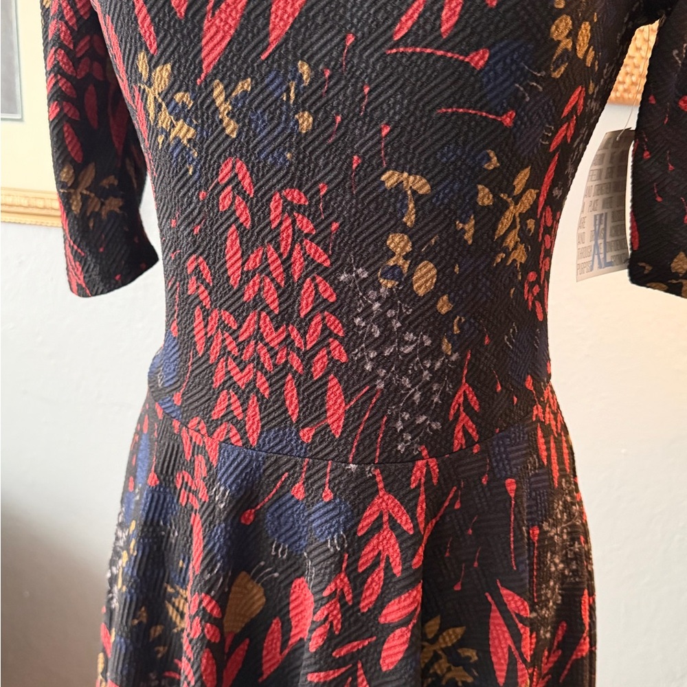NWT!! ❤️🖤 LuLaRoe Black and Red Midi Dress with Gold Accents - Picture 2 of 7